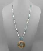  3 Circle Stone & Bead Necklace
