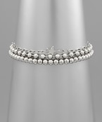  2 Metal Ball & Paperclip Chain Braclet