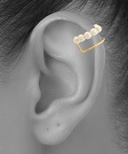  Pearl & Ring 2 Row Ear Cuff